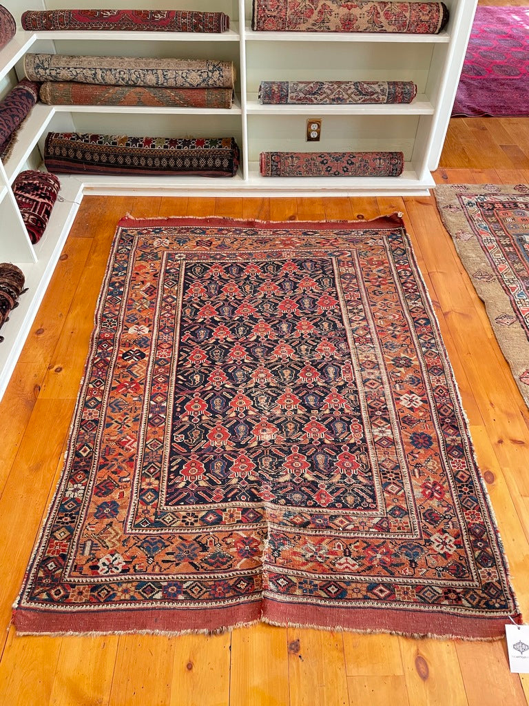 4'5" X 5'10" Antique Persian Afshar Rug