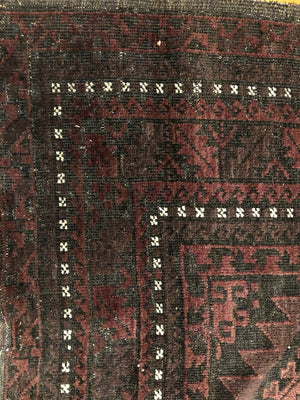 12'10" x 6'8" Rare Antique Black Tent Baluch Main Carpet