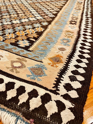 3'11" X 9'1" Vintage Kurdish Kilim Runner