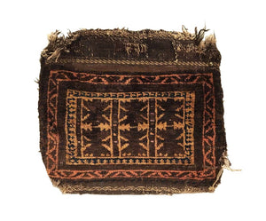 1'4" X 1'2" Antique Afghan Baluch Bag Square Rug