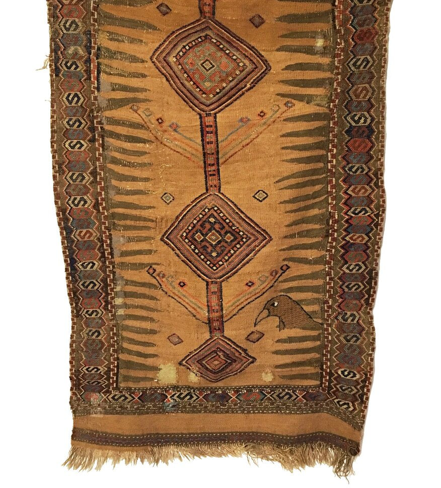 2'1" X 5'9" Antique Persian Afshar Sofreh Rug