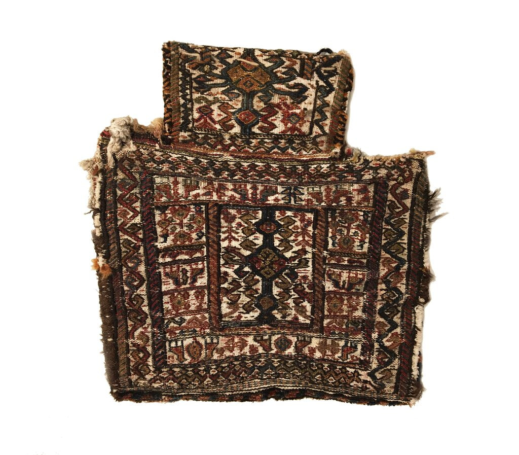 1'8" X 1'9" Antique Persian Bakhtiari Bag Square Rug