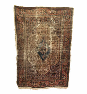 4'1" X 6'2" Antique Distressed Persian Senneh Rug