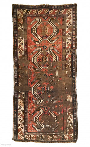 4’3" X 9’1" 19th Century Distressed Shahsavan Long Rug