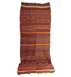 5'0 X 12'9 Antique Uzbek Afghan Kilim Flatweave