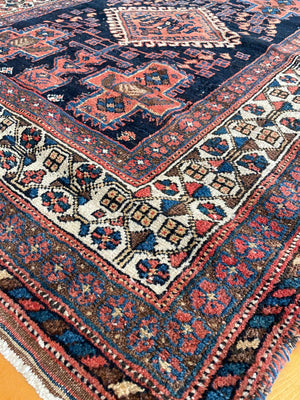 4'5" X 5'5" Antique Afshar Vase Rug