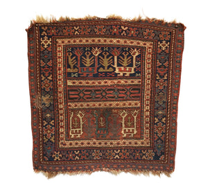 1'10 x 1'11 Antique Persian Shahsavan Small Square Rug [TAK0046]