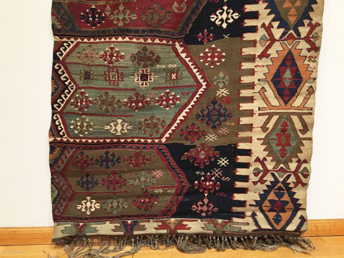 2’10&quot; X 10’2&quot; 19th Century Anatolian Aydin Kilim Half