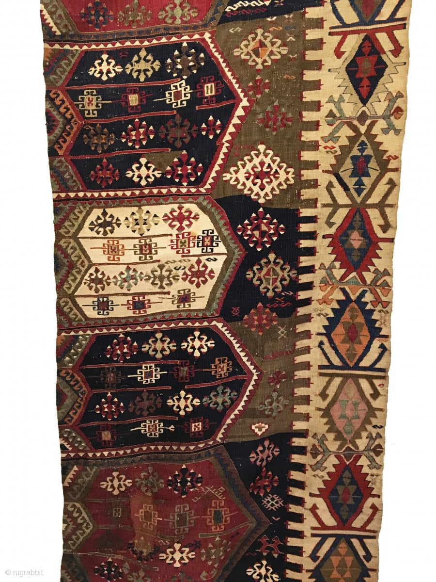 2’10&quot; X 10’2&quot; 19th Century Anatolian Aydin Kilim Half