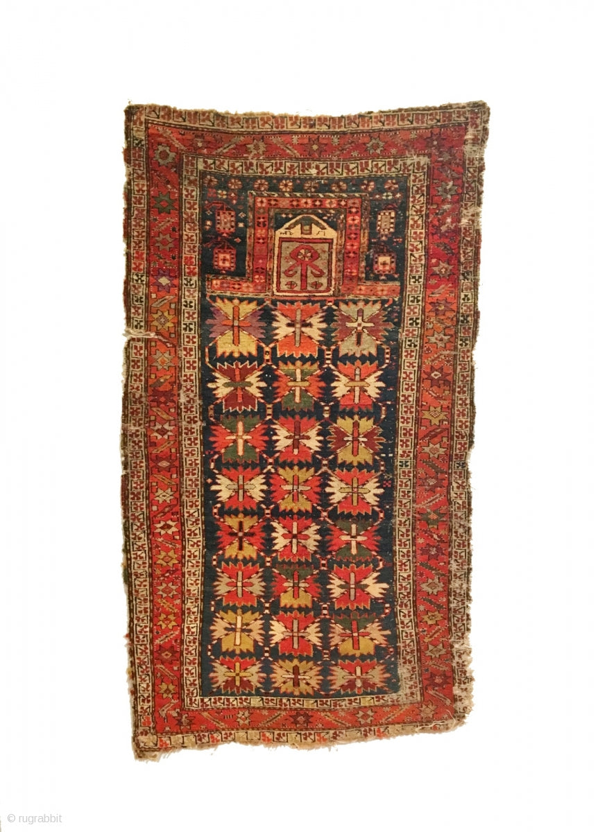 2’10&quot; X 5’3&quot; 19th Century Caucasian Chan-Karabagh Prayer Rug