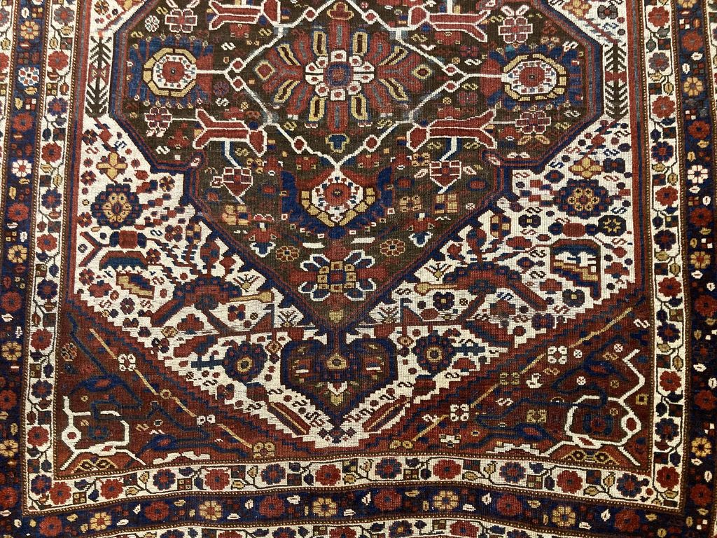 5&#39; X 6&#39;4&quot; 19th Century Tribal Khamseh Persian Rug