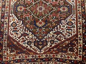 5' X 6'4" 19th Century Tribal Khamseh Persian Rug