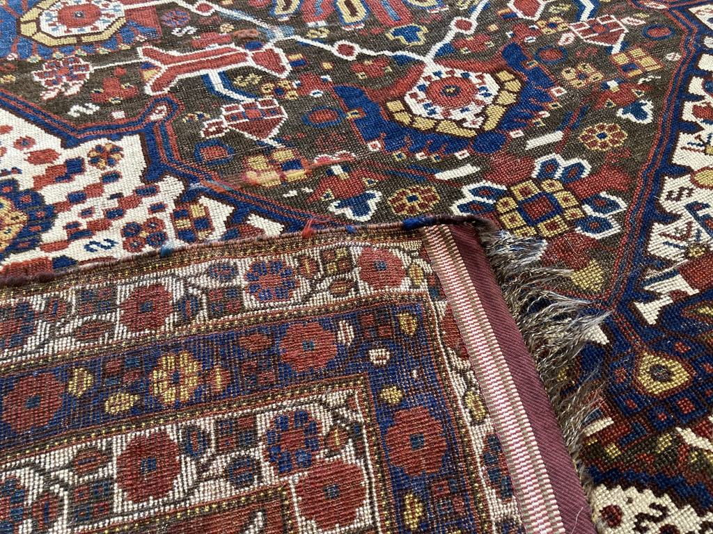 5&#39; X 6&#39;4&quot; 19th Century Tribal Khamseh Persian Rug