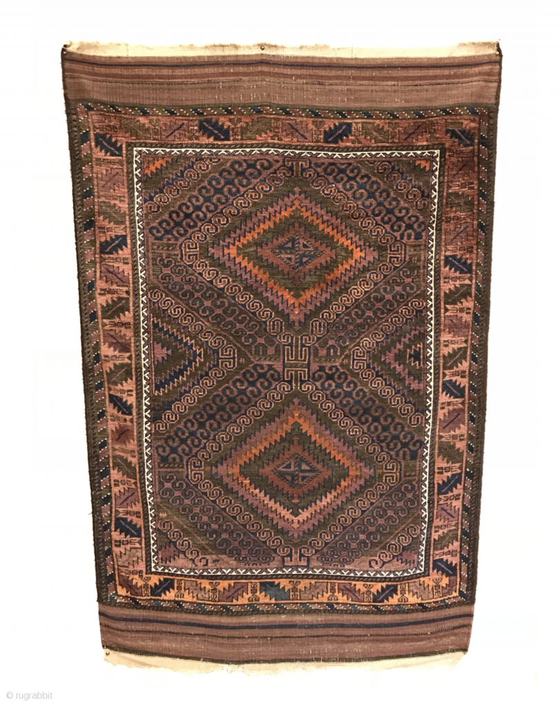 5&#39;11&quot; X 3&#39;9&quot; 20th Century Antique Mushwani Rug