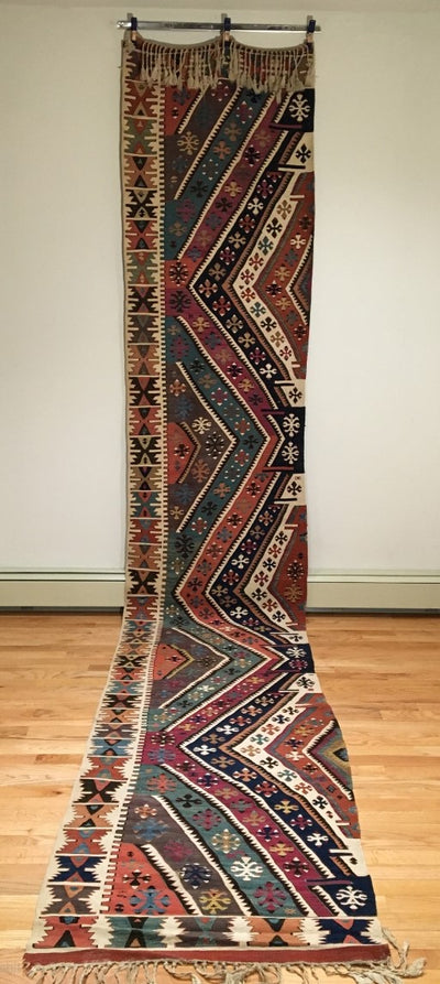 13'11" X 2'8" Anatolian Rashwan Kilim