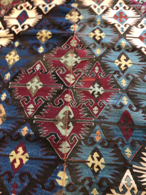 13&#39;7&quot; X 5&#39;1&quot; Antique 19th Century Anatolian Kilim