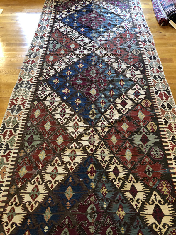 13&#39;7&quot; X 5&#39;1&quot; Antique 19th Century Anatolian Kilim