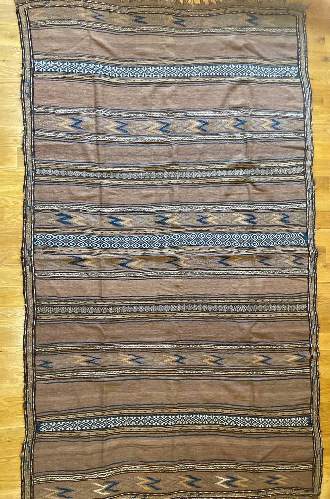 5&#39;10&quot; x 9&#39;9&quot; Antique Afghan Baluch Chevron Kilim, Weft Float Runner, Wall Kilim, Office Kilim, Hallway Runner