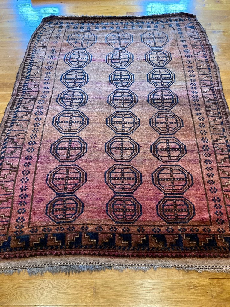 7&#39;4&quot; x 5&#39;2&quot; Antique Afghan Tribal Rug