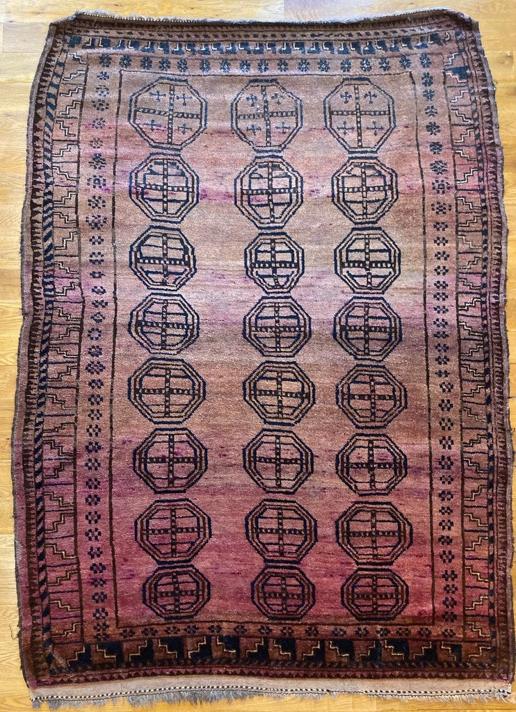 7&#39;4&quot; x 5&#39;2&quot; Antique Afghan Tribal Rug