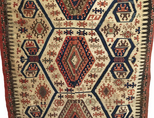 4'9" X 10'0" Antique Anatolian Konya Kilim
