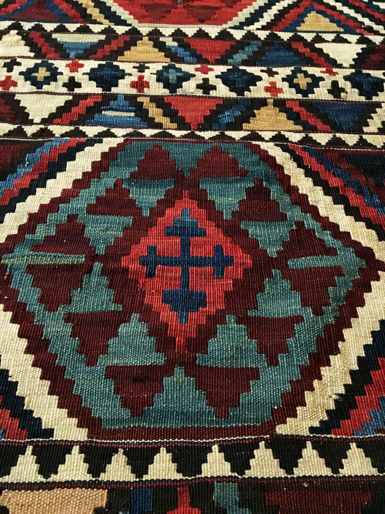 5&#39;7&quot; X 9&#39;6&quot; Antique Caucasian Shirvan Kilim