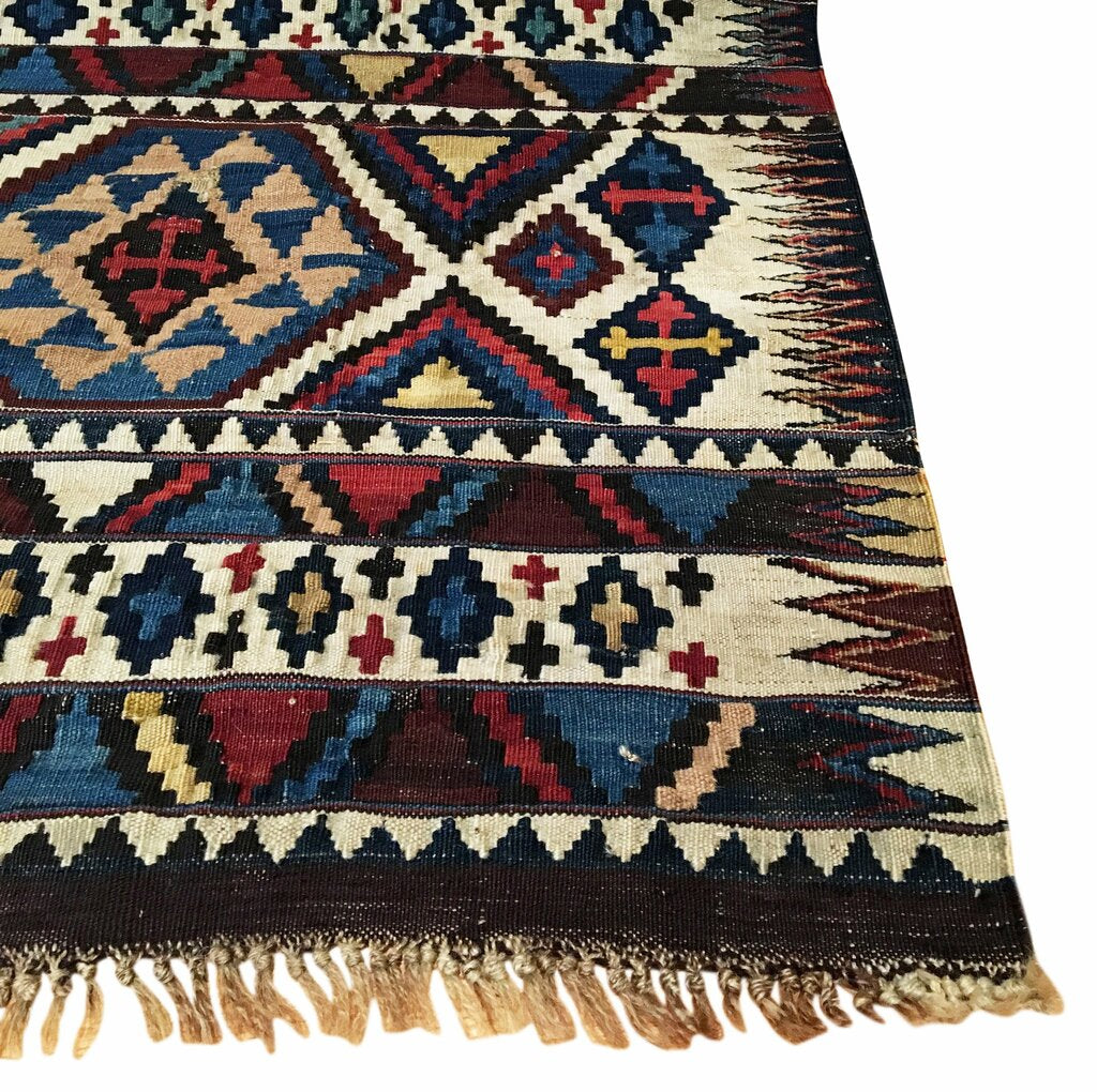 5&#39;7&quot; X 9&#39;6&quot; Antique Caucasian Shirvan Kilim