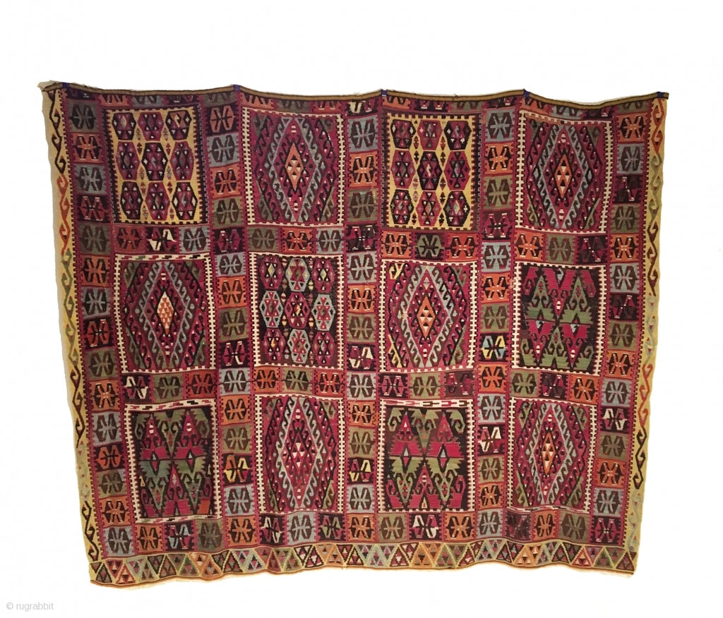 7’5" X 6’0" Antique Central Anatolian Kirsehir Kilim