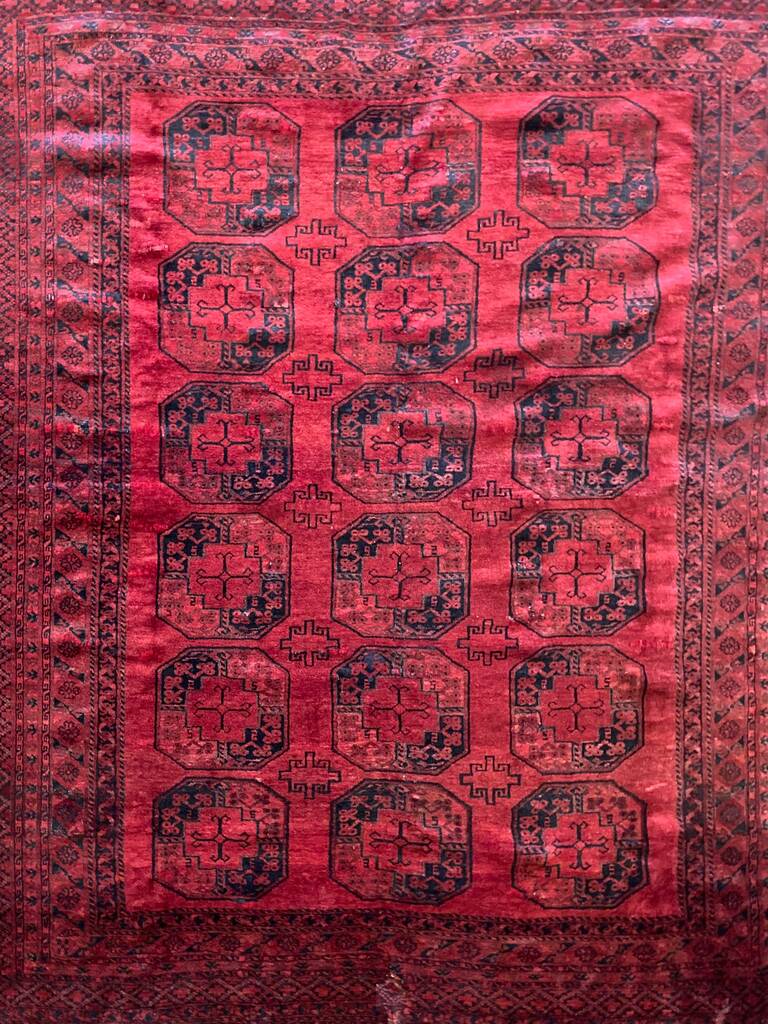 8&#39;3&quot; X 9&#39;4&quot; Antique Ersari Afghan Main Rug