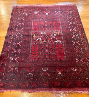 7‘9“ X 5‘ 11“ Antique Ersari Ensi Pardeh Afghanistan Rug