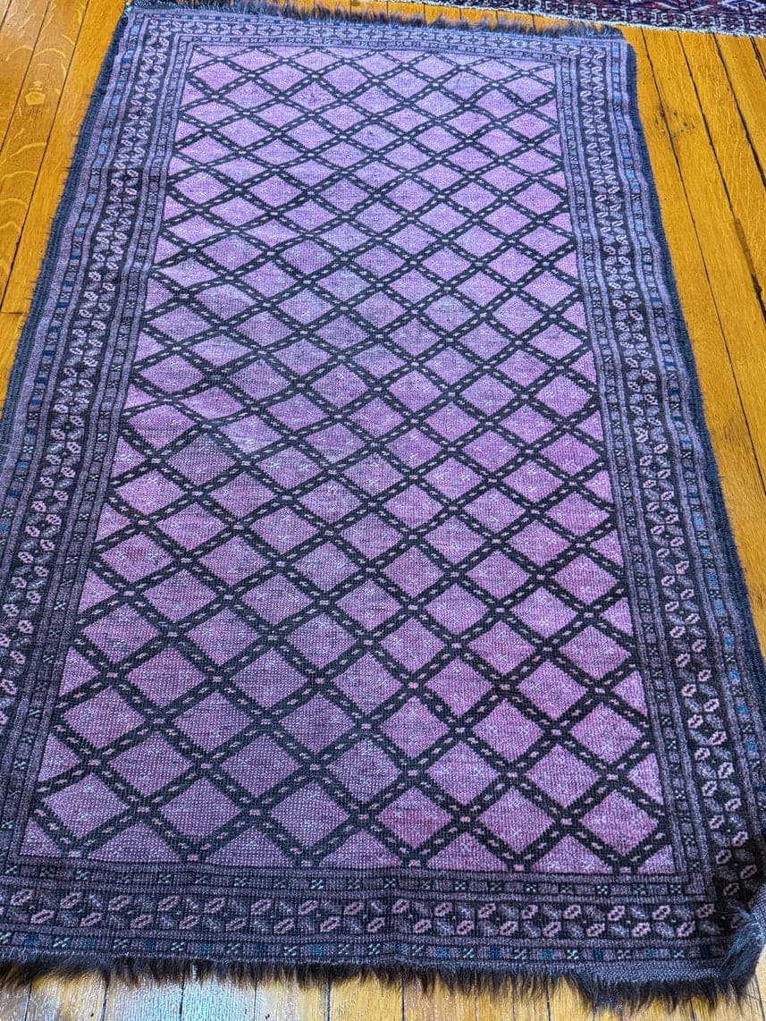 Antique Ersari Purple Ground Turkmen Rug