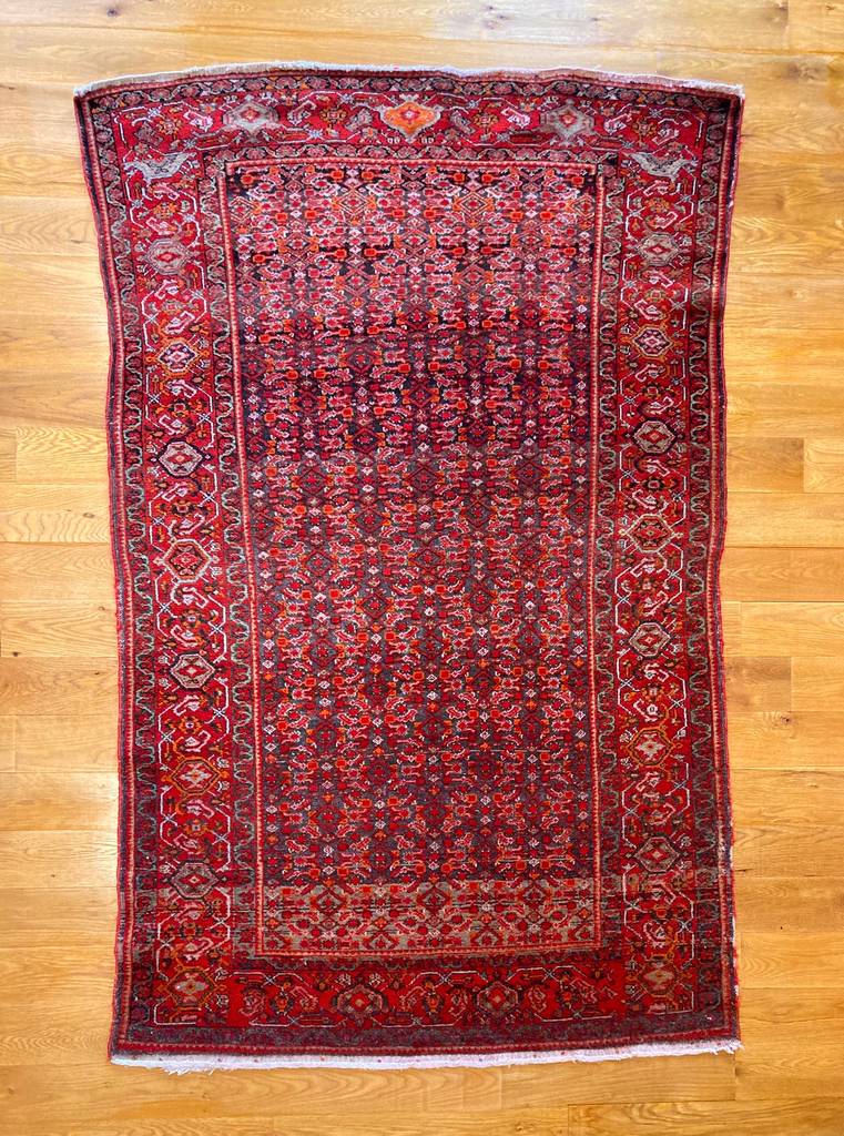 4&#39;6&quot; X 7&#39;5&quot; Antique Fine Persian Senneh Herati Carpet