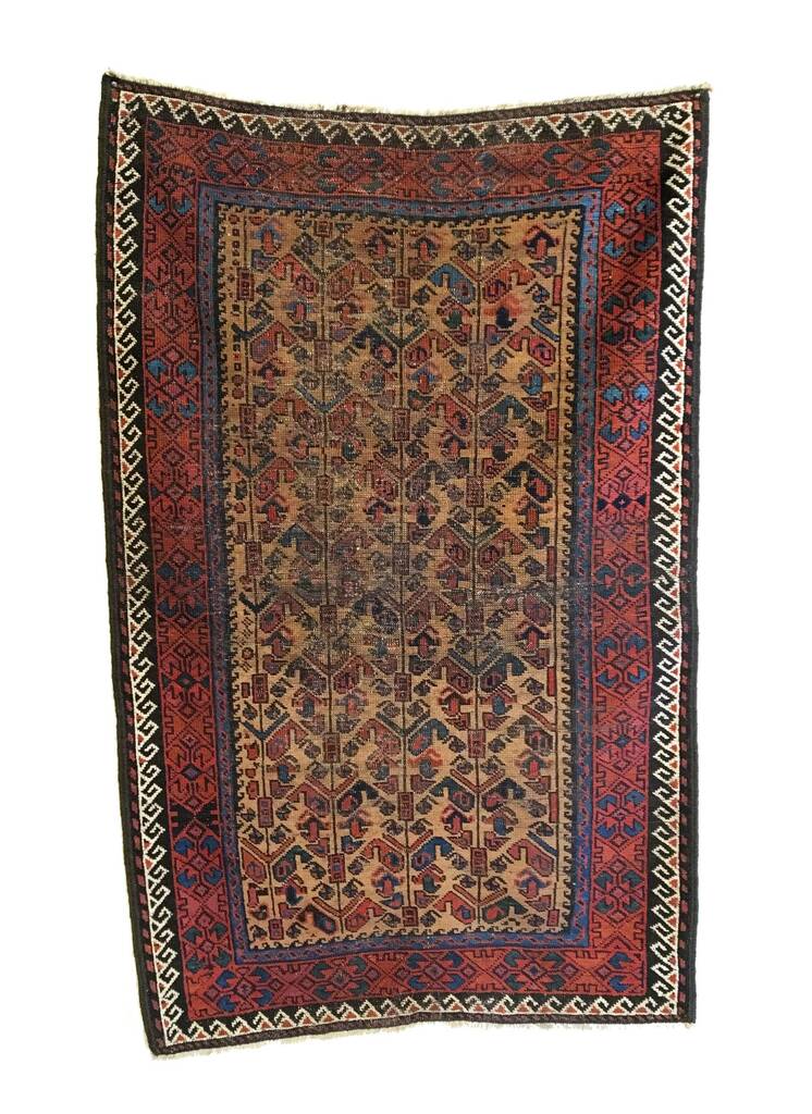 3&#39; X 4&#39;11&quot; Antique Handmade Rug, Vintage Handknotted Rug, Baluch Rug, Small Rug