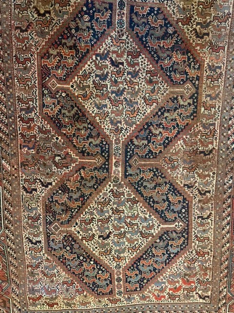 4&#39;7&quot; X 6&#39;2&quot; Antique Khamseh Bird Rug [SH-165]