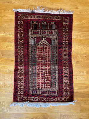 4’3” X 2’10” Antique Koudani Camel Wool Tribal Herat Afghanistan Prayer Rug