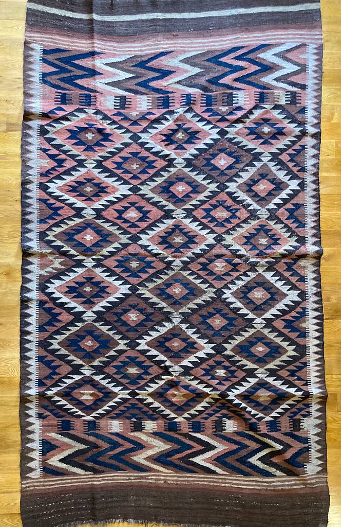 10&#39;5&quot; X 5&#39;10&quot; Antique Maimana Northern Afghan Kilim