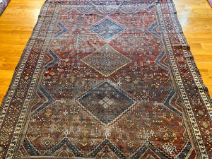 9'5" X 7'3" Antique Persian Khamseh Tribal Carpet [SH-109]