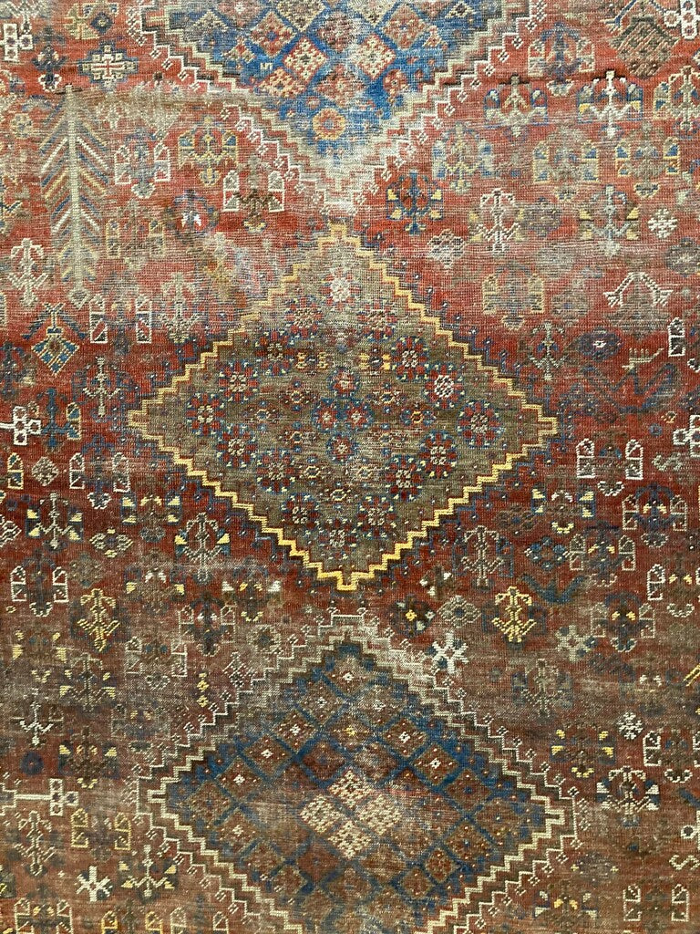 9'5" X 7'3" Antique Persian Khamseh Tribal Carpet [SH-109]