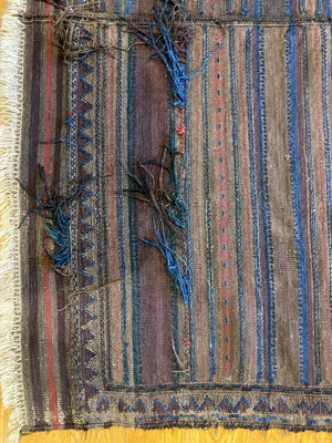  9'7" x 5'6" Antique Rare Black Baluch Afghanistan Iran Kilim, Wall Kilim, Runner, Living Room Kilim [012]