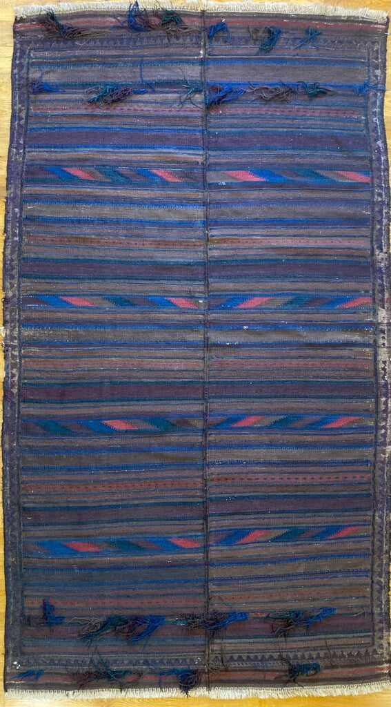  9&#39;7&quot; x 5&#39;6&quot; Antique Rare Black Baluch Afghanistan Iran Kilim, Wall Kilim, Runner, Living Room Kilim [012]