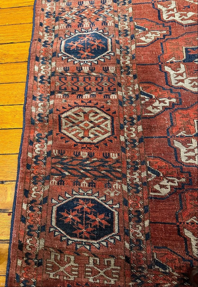 8’6” X 6’8” Antique Tekke Main Carpet Chuval Minor Gol