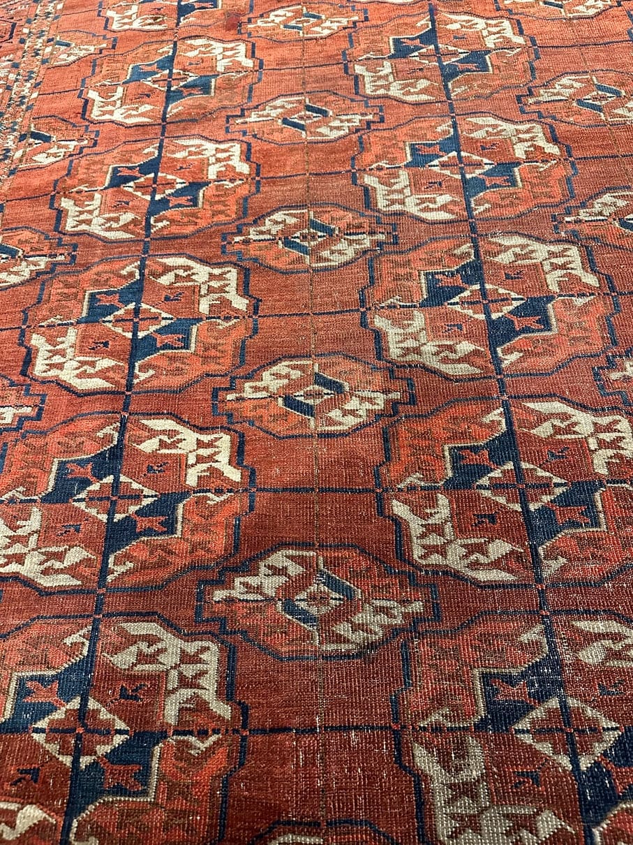 8’6” X 6’8” Antique Tekke Main Carpet Chuval Minor Gol