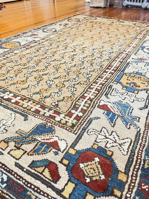 3'8" X 5'8" Antique Turkish Tribal Rug