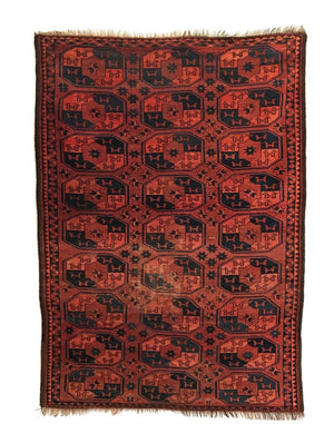 4'7" X 6'4" Antique Turkmen Ersari Rug