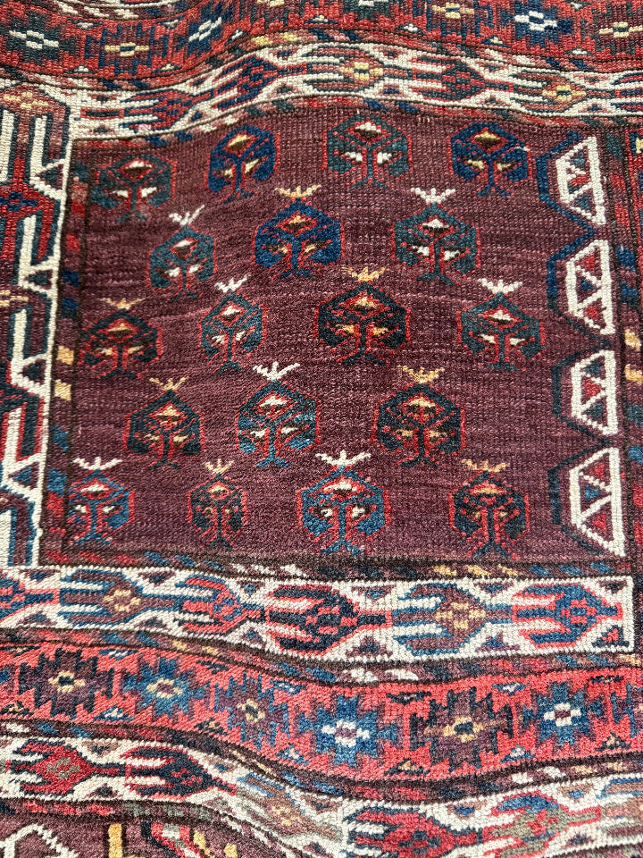 4'6 X 5'2 Antique Turkmen Yomud Ensi Rug