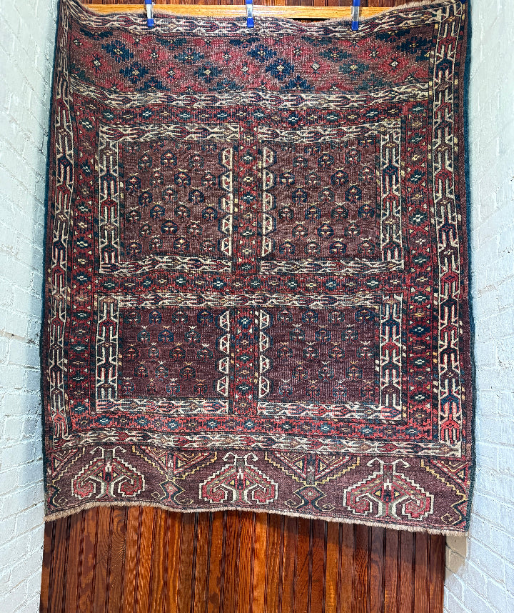 4'6 X 5'2 Antique Turkmen Yomud Ensi Rug