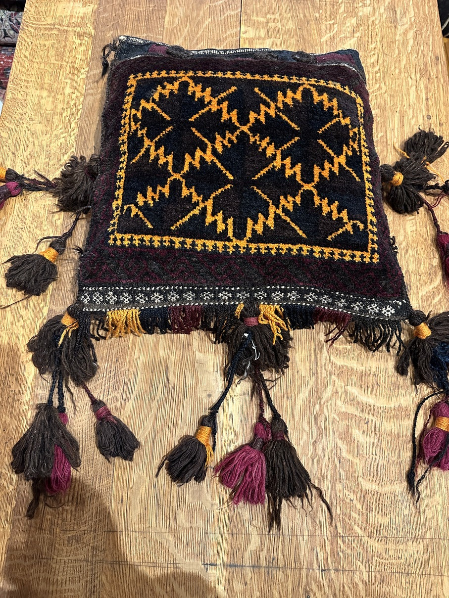 Black Tent Tribal Baluch Small Pillow [SH-170]