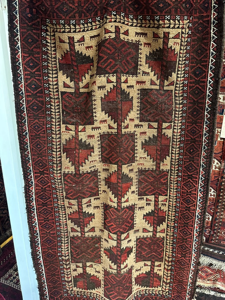 64&quot; X 33&quot; Camel Wool Field Baluch Rug
