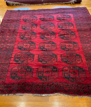 9’ X 8‘9“ Ersari Main Karaqul Wool Afghan Rug