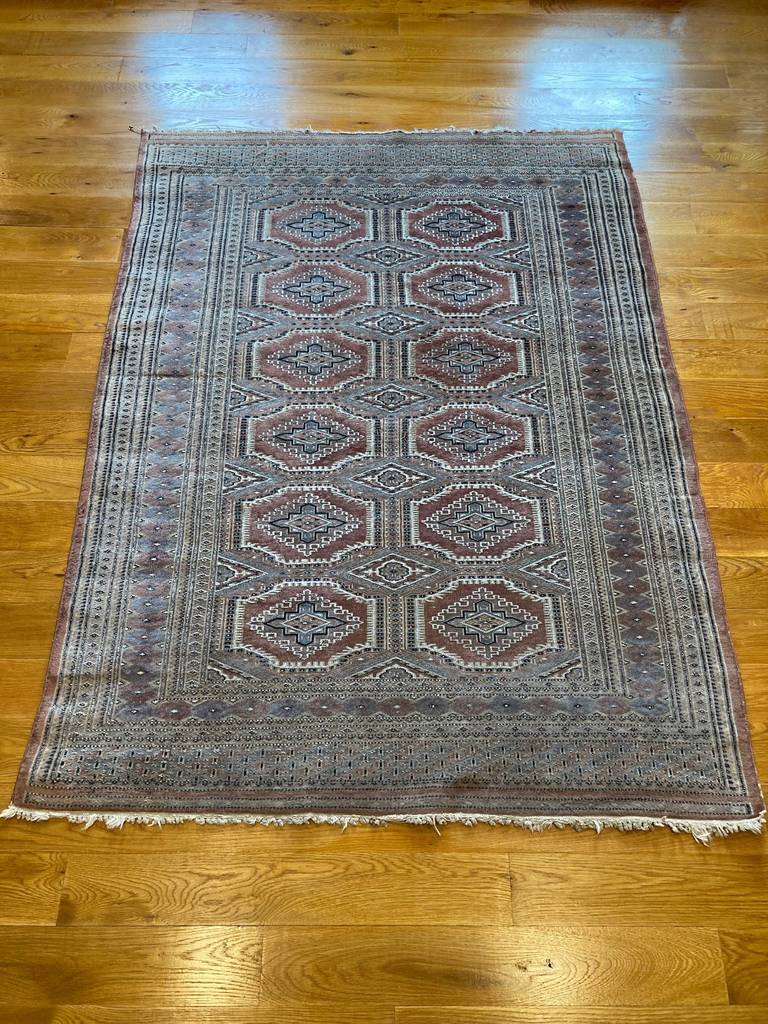 5'8" X 4'1" Fine Semi-Antique Bokhara Silk-Highlighted Rug [SH-008]